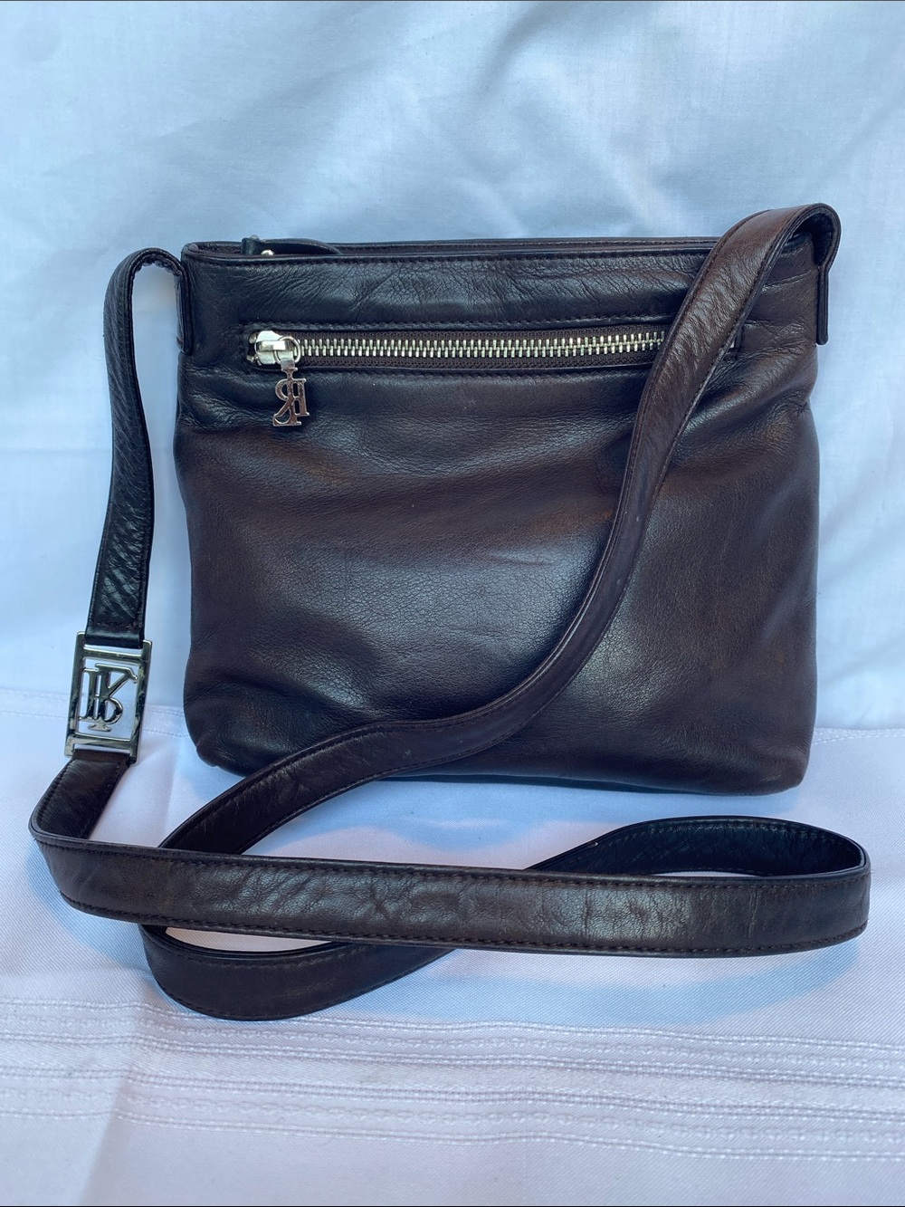 Ralph Lauren Dark Brown Leather Crossbody Messenger Bag